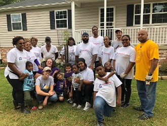 tree planting group photo